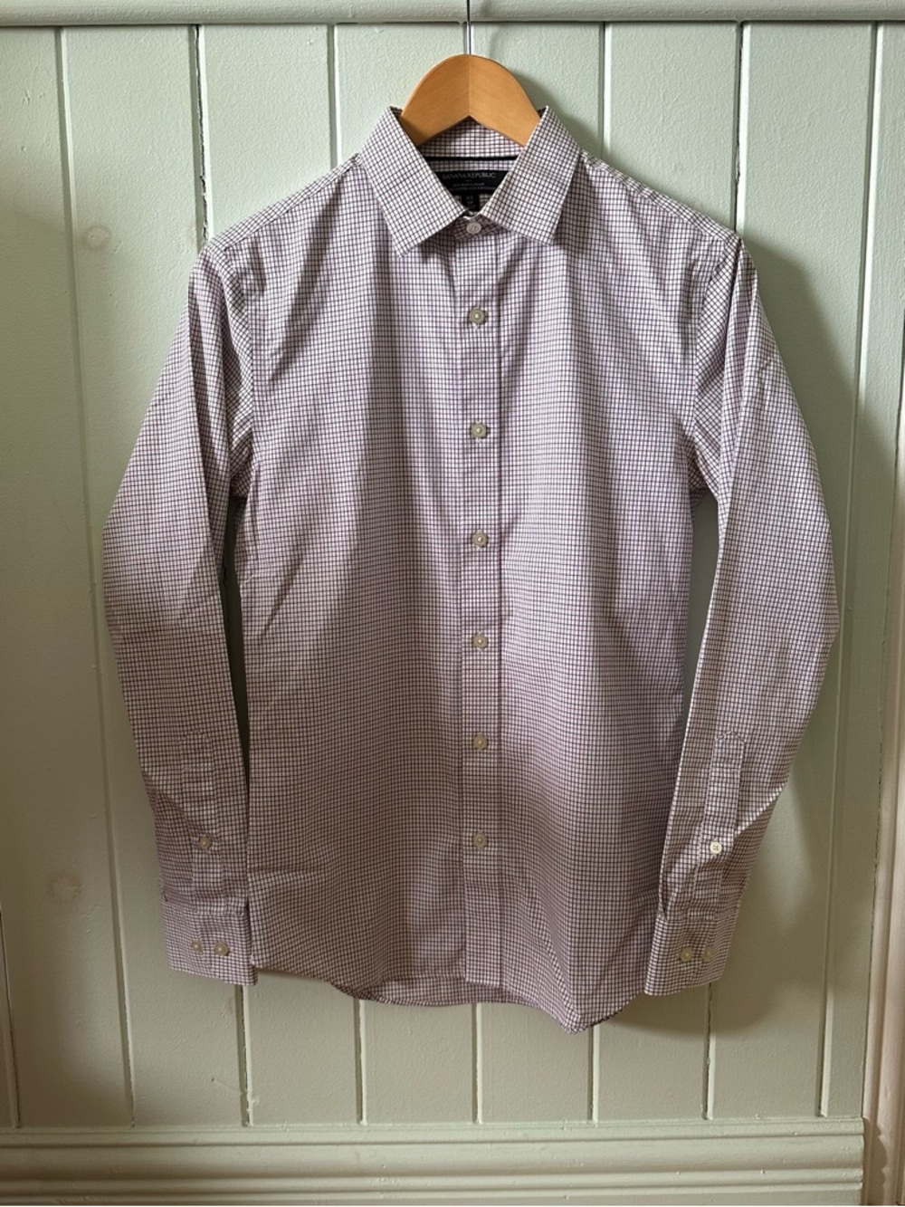Banana Republic Factory Red & Blue Check Dress Shirt XS